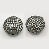 Brass Cubic Zirconia Beads ZIRC-F001-50B-1