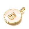 Rack Plating Brass Micro Pave Clear Cubic Zirconia Pendants with Shell KK-M309-42G-B-3