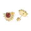 Natural Carnelian Stud Earrings EJEW-K288-01G-06-2