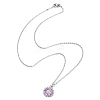 Alloy Enamel Sunflower Pendant Necklace with 304 Stainless Steel Chains NJEW-JN04412-02-2