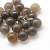 Round Natural Grey Agate Pendants G-Q434-05-1