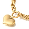 Ion Plating(IP) 304 Stainless Steel Twisted Chain & Cable Chain Heart Charm Bracelets for Women BJEW-H613-01G-2