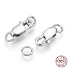 Rhodium Plated 925 Sterling Silver Lobster Claw Clasps STER-T004-84P-1