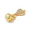 Rack Plating Brass Micro Pave Clear Cubic Zirconia Pendants ZIRC-H125-14-4