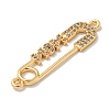 Brass Micro Pave Clear Cubic Zirconia Connector Charms KK-K378-14G-2
