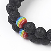 Natural Lava Rock Braided Bead Bracelets BJEW-G607-01-4