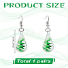 1 Pair Iron & Glass Teardrop with Spiral Pattern Dangle Earrings for Women EJEW-LP0001-06-2