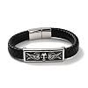 Men's Braided Black PU Leather Cord Bracelets BJEW-K243-07AS-1