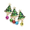Christmas Tree with Bell Enamel Pin with Rhinestone LS-JEWB-A004-27G-1