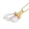 Rack Plating Brass Micro Pave Clear Cubic Zirconia Teardrop Pendant Box Chain Necklaces NJEW-P317-03G-1