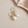 S925 Sterling Silver Natural Freshwater Pearl Hoop Earrings WV0535-1-4