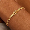 304 Stainless Steel 2-Strand Handmade Knot Snake Chain Bracelets for Couples BU0455-3-2