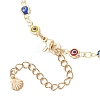 Handmade Evil Eye Lampwork Brass Link Chain Anklets for Women AJEW-AN00715-01-5