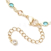 Brass & Glass Colorful Flat Round Link Chain Anklets AJEW-AN00731-5