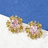 Flower Brass Micro Pave Cubic Zirconia Stud Earrings EJEW-M082-20G-3