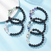 Natural Lava Rock & Mixed Gemstone Beads Stretch Bracelets BJEW-JB12869-1