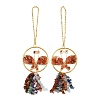 Butterfly Brass & Natural Carnelian Pendant Decorations HJEW-Z007-04G-08-1