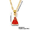 Stainless Steel Enamel Halloween Broom Pendant Dapped Chain Necklaces LP1406-3