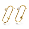Brass Micro Pave Clear Cubic Zirconia Stud Earring Findings KK-N230-10-NF-1