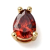 Teardrop Brass Micro Pave Cubic Zirconia Slide Charms KK-C119-16G-02-1