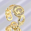 Brass Micro Pave Clear Cubic Zirconia Open Cuff Rings for Women RJEW-K289-02G-G-1