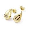 Teardrop Rack Plating Brass Cubic Zirconia Stud Earrings for Women EJEW-B047-02G-06-2