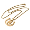 Horse Shoes with Couple 304 Stainless Steel Pendant Necklaces for Women and Men NJEW-F324-04G-2