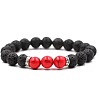 8MM Round Dyed Synthetic Turquoise and Natural Lava Rock Beaded Stretch Bracelets for Couples BW4110-1-1