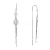 Clear Cubic Zirconia Rhombus with Chain Tassel Dangle Earrings JE1041A-1