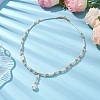 Shell Pearl & Natural Rose Quartz Pendants Necklaces NJEW-JN04903-2