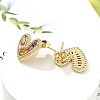 Rack Plating Brass Micro Pave Cubic Zirconia Stud Earrings for Women EJEW-C125-19G-3