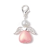 Heart Angel Acrylic & Glass Pearl Pendant Decoration HJEW-JM02366-4