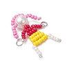4Pcs 4 Styles Glass Seed Bead with Glass Pearl Round Beaded People Connector Charms PALLOY-MZ00644-4