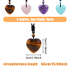FIBLOOM 4Pcs 4 Style Heart Natural & Synthetic Mixed Gemstone Pendant Necklace with Nylon Cords NJEW-FI0001-50-10