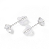 Rhodium Plated Diamond Shape 999 Sterling Silver Cubic Zirconia Stud Earrings for Women EJEW-S215-06P-3