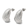 Non-Tarnish 304 Stainless Steel Croissant Stud Earrings EJEW-B026-17P-1