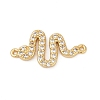 Brass Micro Pave Clear Cubic Zirconia Connector Charms KK-G526-02G-1