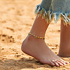 Bohemian Brass & Colorful Glass Seed Beads Double Layer Anklets AJEW-Z046-04G-1