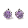 Rack Plating Brass Pave Single Cubic Zirconia Stud Earrings X-EJEW-I304-02P-04-1