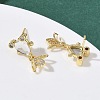 Brass Micro Pave Cubic Zirconia Fish Dangle Stud Earrings EJEW-K320-01G-22-4