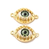 Evil Eye Resin Brass Connector Charms RESI-E026-01G-04-2