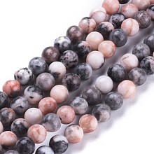 Natural Pink Zebra Jasper Beads Strands G-K410-04-6mm