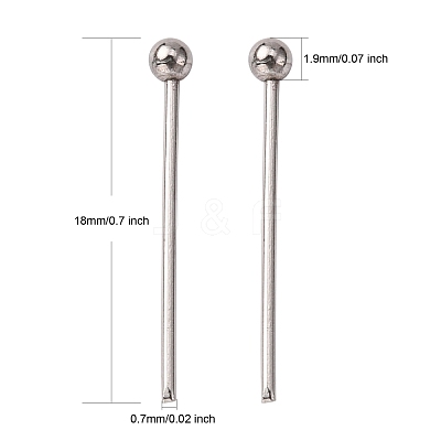 Tarnish Resistant 304 Stainless Steel Ball Head pins STAS-N017-02-18mm-1