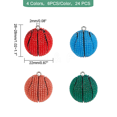 24Pcs 4 Colors Opaque Resin Pendants RESI-GA0001-13-1