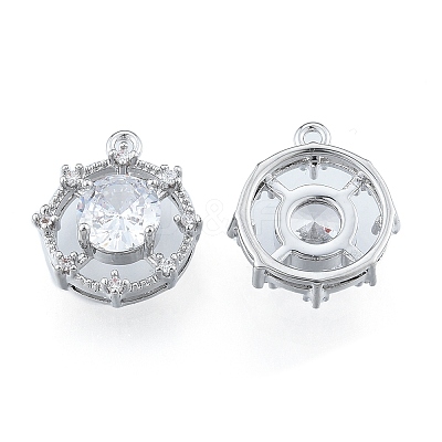 Brass Micro Pave Clear Cubic Zirconia Charms KK-N216-555P-1