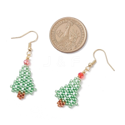 304 Stainless Steel Glass Christmas Theme Dangle Earrings EJEW-MZ00527-02-1