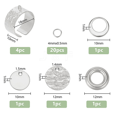 DIY Flat Round Charms Cuff Ring Making Kit DIY-DR0001-22P-1