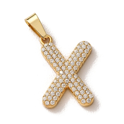 304 Stainless Steel Micro Pave Clear Cubic Zirconia Pendants CU-CBA703A-05G-X-1