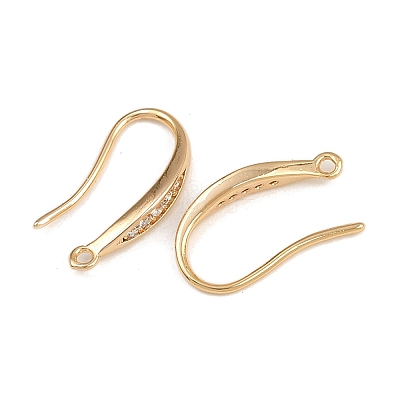 Brass Micro Pave Clear Cubic Zirconia Earring Hooks X-KK-F910-24G-1