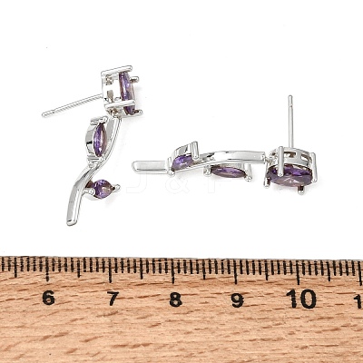 Brass Micro Pave Cubic Zirconia Stud Earrings KK-CBA8324-20P-1